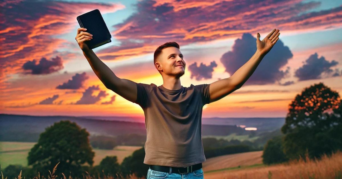 Man Praising God at Dusk; what is the gospel?