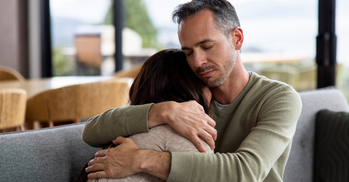 Husband comforting his wife; how long should married love suffer?